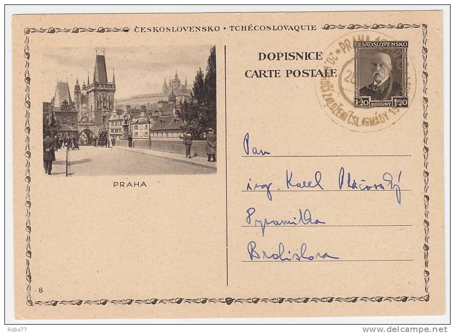1934 Czechoslovakia Card, Cover, Postal Stationery CDV46/8.   (A05227) - Postales