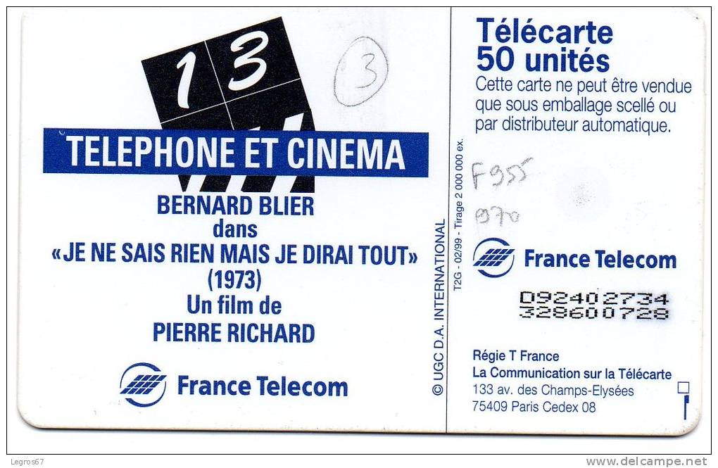 F 955 970	B. BLIER SERIE CINEMA 13 - 1999