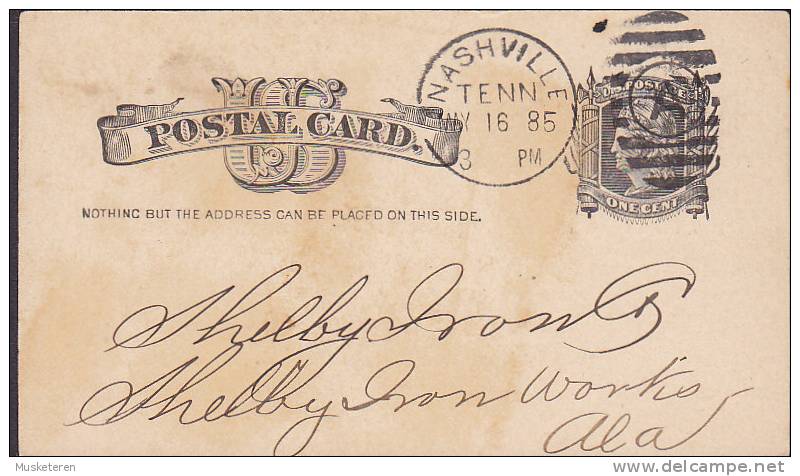 United States Private Postal Stationery Ganzsache HOLLINS, SONS & CO. Boots & Shoes NASHVILLE (Ten.) 1885 Card (2 Scans) - ...-1900