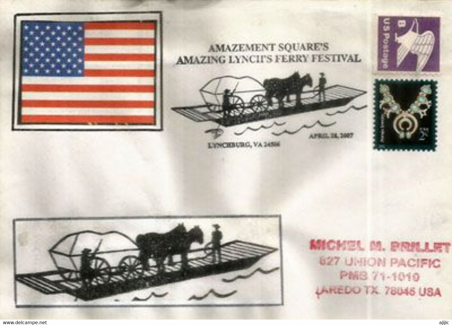 Lynchburg History. Lynch's Ferry Festival , Lynnchburg, Virginie, Sur Enveloppe Souvenir, Obliteration Illustrée - Lettres & Documents