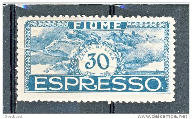 Fiume 1920 Espressi SS 33n. E 1 C. 30 Azzurro Verdastro MNH Cat € 40 - Fiume