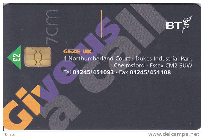 United Kingdom, BCP-072 / PRO-309, Geze UK “Give Us A Call”, Mint, 2 Scans. - BT Promociónales