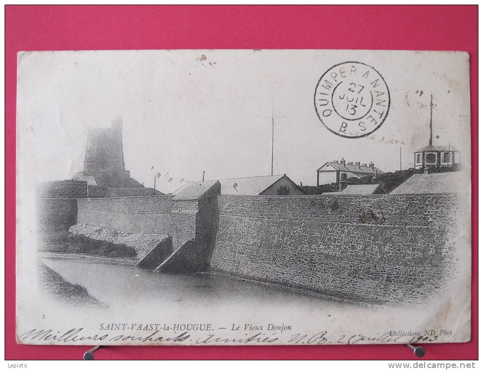 50 - St Vaast La Hougue - Le Vieux Donjon (sémaphore) - Cachet Ambulant Quimper à Nantes - Précurseur 1903 - Recto-verso - Saint Vaast La Hougue