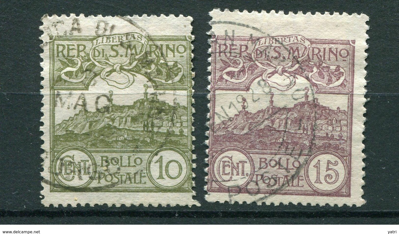 San Marino - 1925 - Veduta - Sass. 107/109/110 (o) (+ 107 *) - Used Stamps