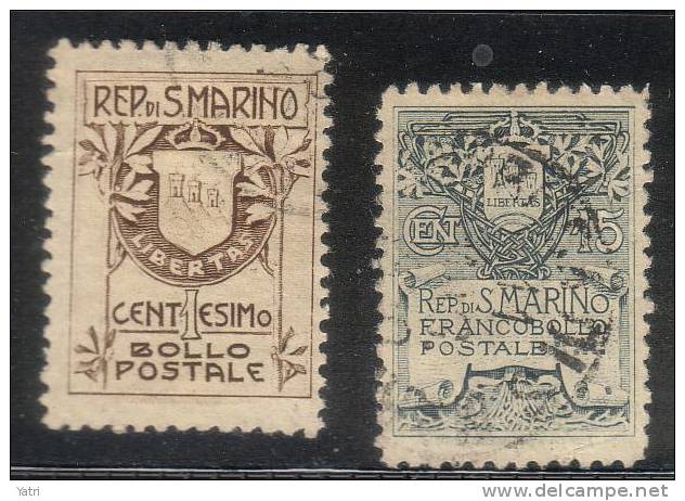 San Marino - 1907 - Stemma - Sass. 47-48 (o) - Used Stamps