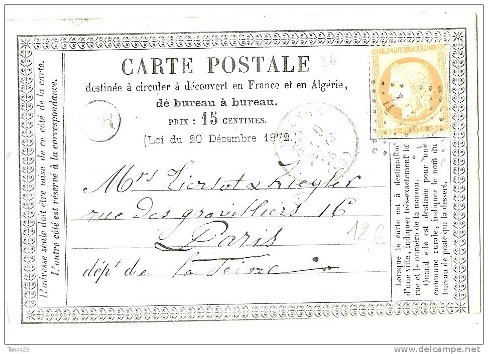 LPU13 - CPU N° 10 VOYAGEE DE VIVONNE A PARIS 9/3/1875 - Precursor Cards