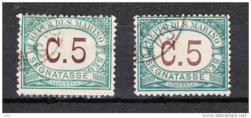 San Marino - Segnatasse - 1897-1919 - Sass. 1 (o) (2 Valori) - Timbres-taxe