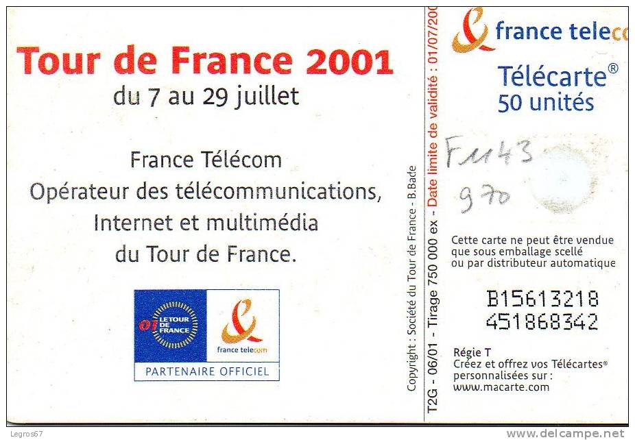 F 1143  970 TOUR DE France 2001 - MAIRIE - 2001