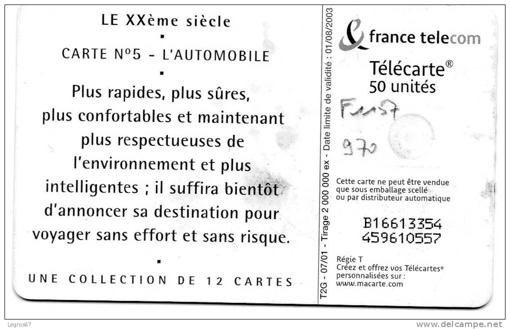 F 1157 970	XXème SIECLE N° 5 L'AUTOMOBILE - 2001