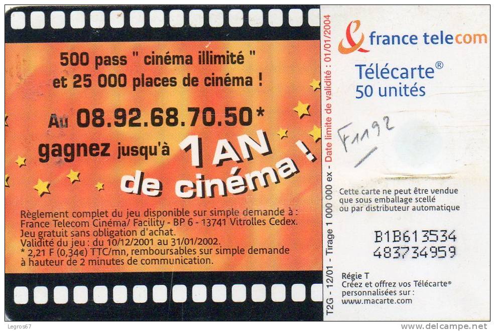 F 1192 1 AN DE CINEMA - 2001