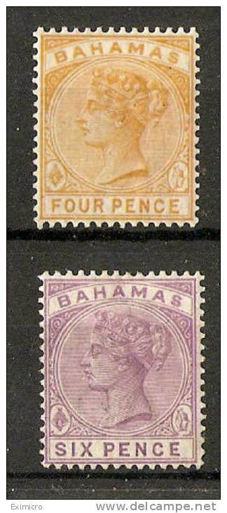 BAHAMAS 1884 - 1890 4d And 6d SG53/54 LIGHTLY MOUNTED MINT Cat £15.50 - 1859-1963 Kronenkolonie