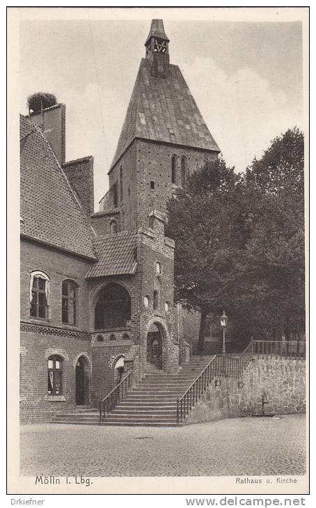 Mölln, Rathaus Und Kirche, Um 1930 - Moelln