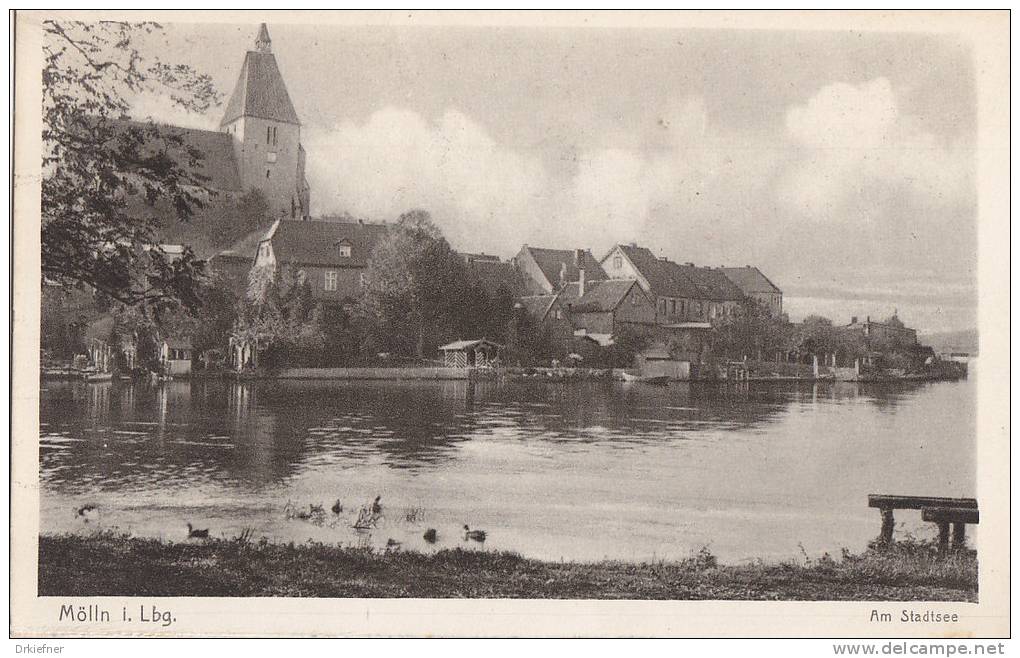 Mölln, Am Stadtsee, Mit Kirche, Um 1930 - Moelln