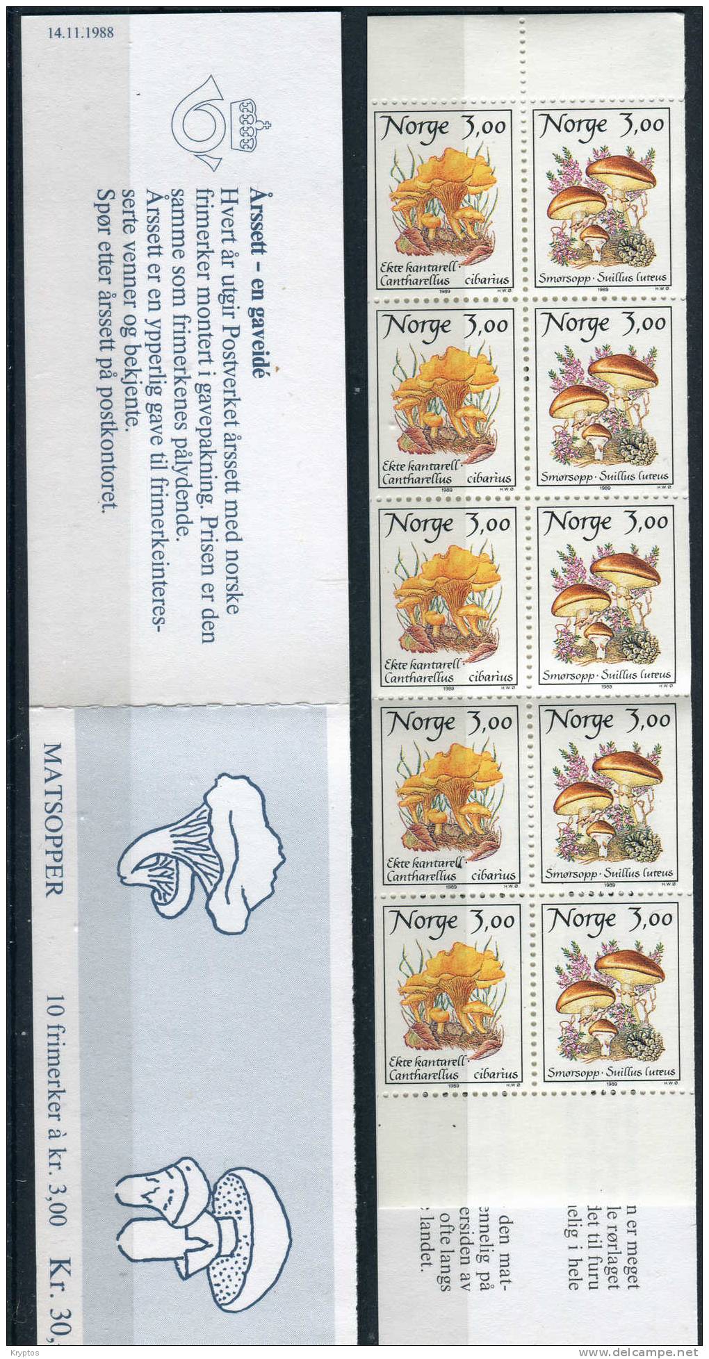 Norway 1989 - Mushrooms Complete Booklet Set - Booklets