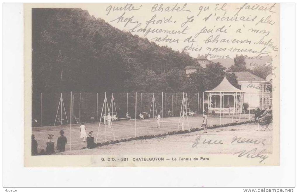 CPA-63-1936-CHATELGUYON-LE TENNIS DU PARC-ANIMEE-JOUEURS DE TENNIS - Châtel-Guyon