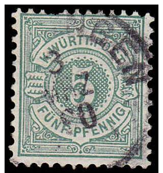 Wurttemberg Scott #59, 5pf Green (1890) Numeral Of Value, Used - Autres & Non Classés