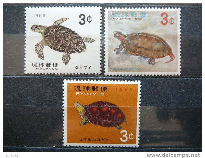 Japan - Ryukyu Is. 1965  **  MNH #Mi. 165/7 Turtles Reptiles - Riukiu-eilanden