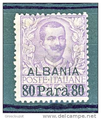 Levante Albania 1907 SS 4 N. 8 Para 20 Su C.10 Rosa MH - Albania