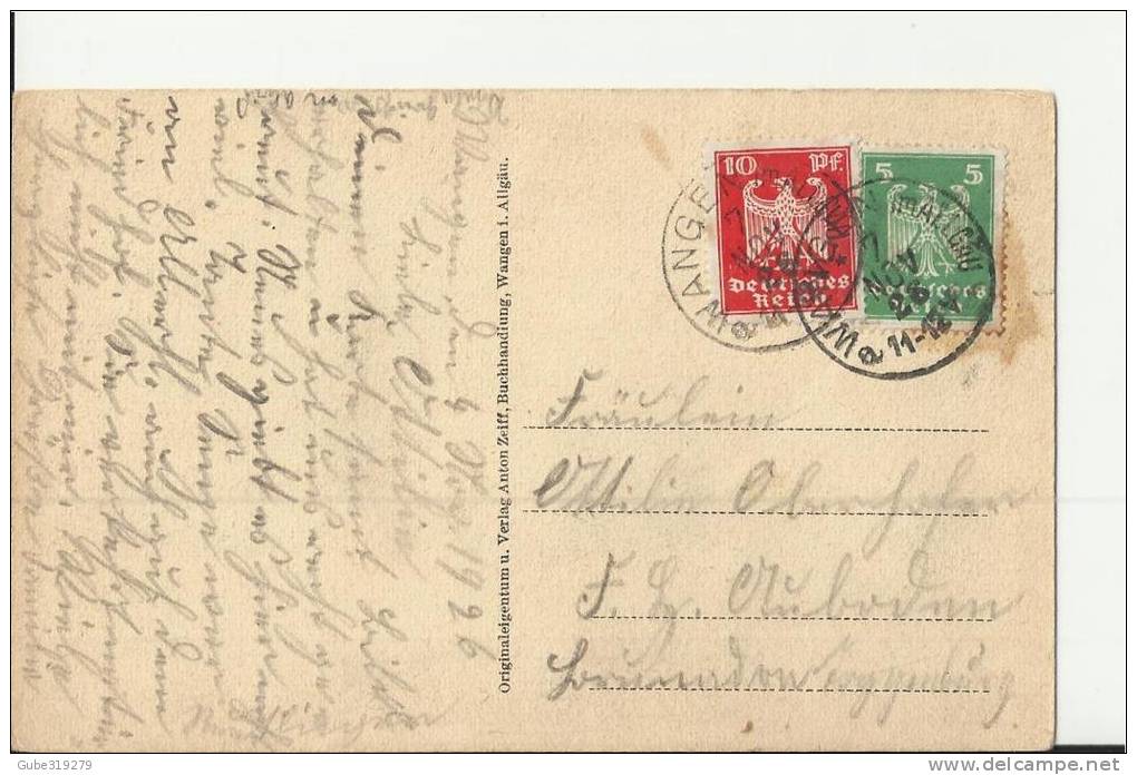 GERMANY 1926 - POSTCARD WANGEN ALLGAU - OLD POST SQUARE  - SEPIA NOT SHINING W 2 STS OF 5-10 POSTM WANGEN  NOV 7, 1926 , - Wangen I. Allg.