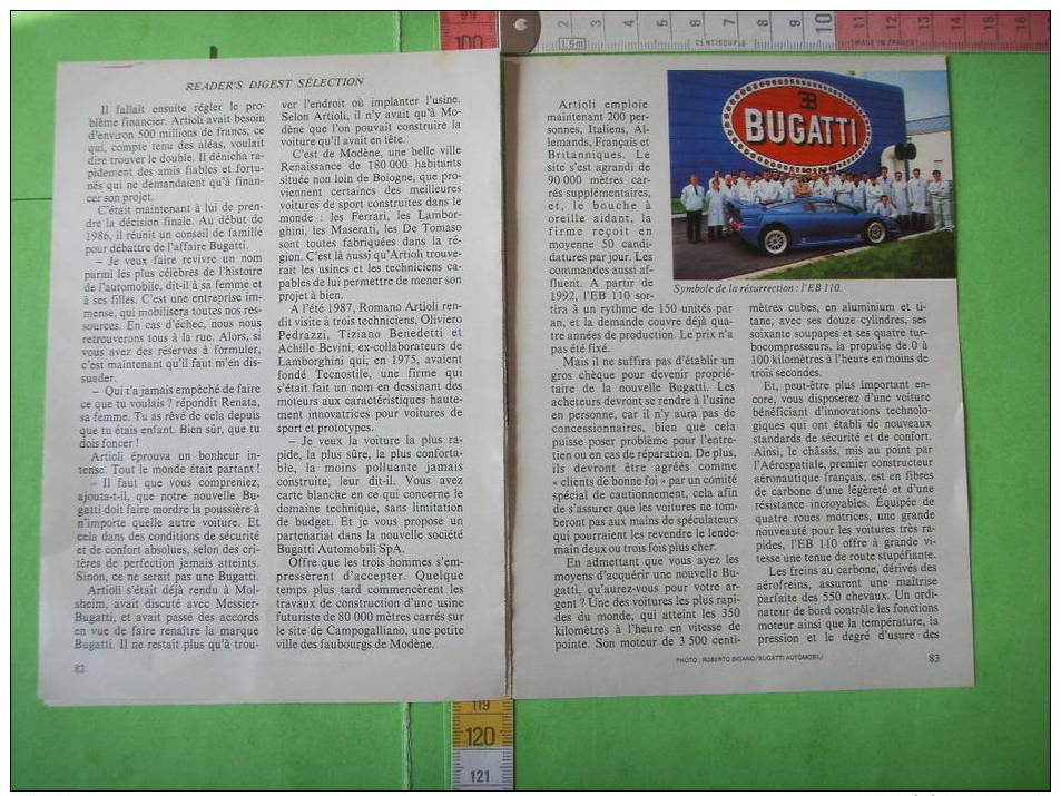 28) Publicite :auto :le Grand Retour Des Bugatti  : 3 Scans : 8 Pages - Pubblicitari