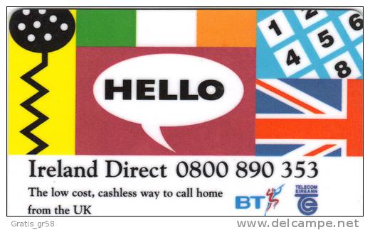 United Kingdom - BT & Telecom Eireann, Hello / Ireland Direct, Chargecard, Used - Te Identificeren