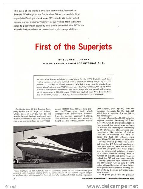 Magazine AEROSPACE INTERNATIONAL - NOVEMBER / DECEMBER 1968 - Avions - Bateaux - Hélicoptères - Missiles  (3261) - Luchtvaart