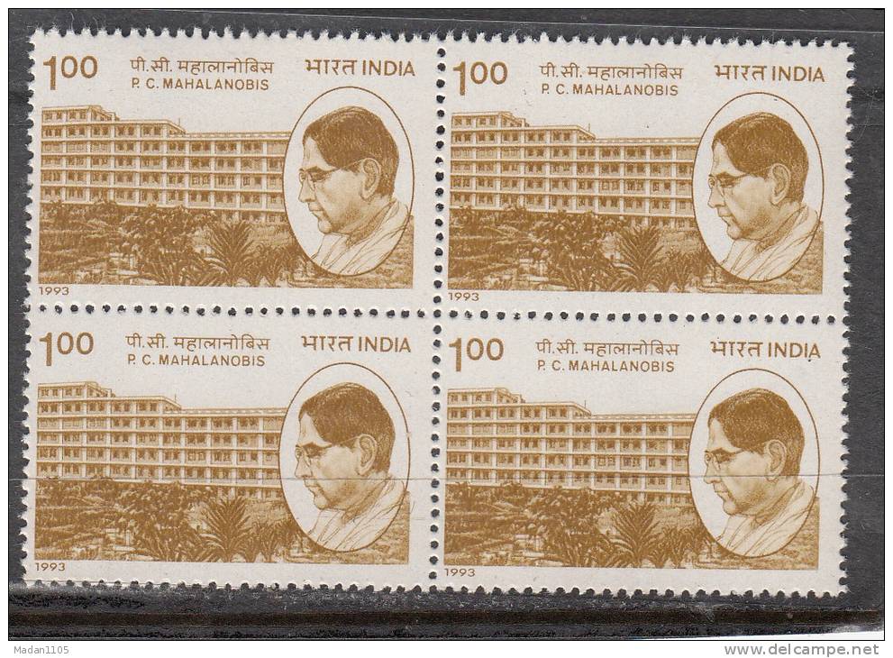 INDIA, 1993, Birth Centenary Of Prasanta Chandra Mahalanobis, Statistician And Planner, Block Of 4, MNH, (**) - Neufs