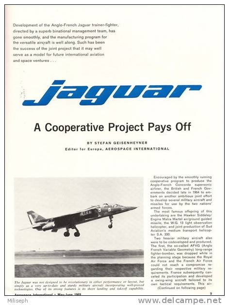 Magazine AEROSPACE INTERNATIONAL -  MAY / JUNE 1969 - Avions - Bateaux - Hélicoptères - PARIS AIR SHOW -  JAGUAR  (3264) - Aviazione