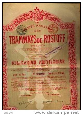 (BRUXELLES) “SA Des Tramways De ROSTOFF (sur Le Don) » Obligation Privilégiée (1899) - Russland