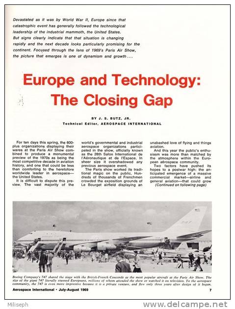 Magazine AEROSPACE INTERNATIONAL -  JULY / AUGUST 1969 - Avions - Bateaux - Hélicoptères - PARIS Air Show  - Apollo 11 - Aviazione