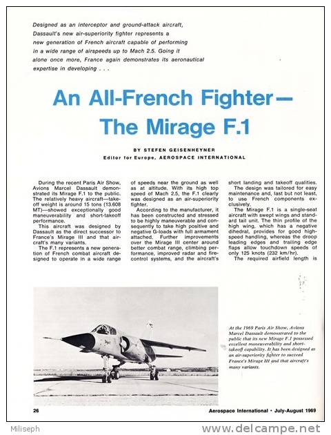 Magazine AEROSPACE INTERNATIONAL -  JULY / AUGUST 1969 - Avions - Bateaux - Hélicoptères - PARIS Air Show  - Apollo 11 - Fliegerei
