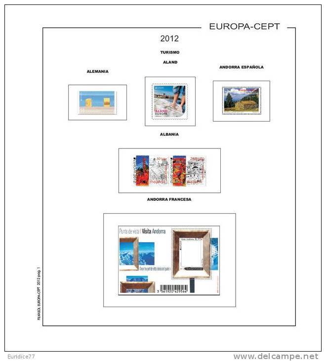 Suplemento TEMATICO FILKASOL EUROPA C.E.P.T. 2012 - Ilustrado Color Sin Montar - Pre-Impresas