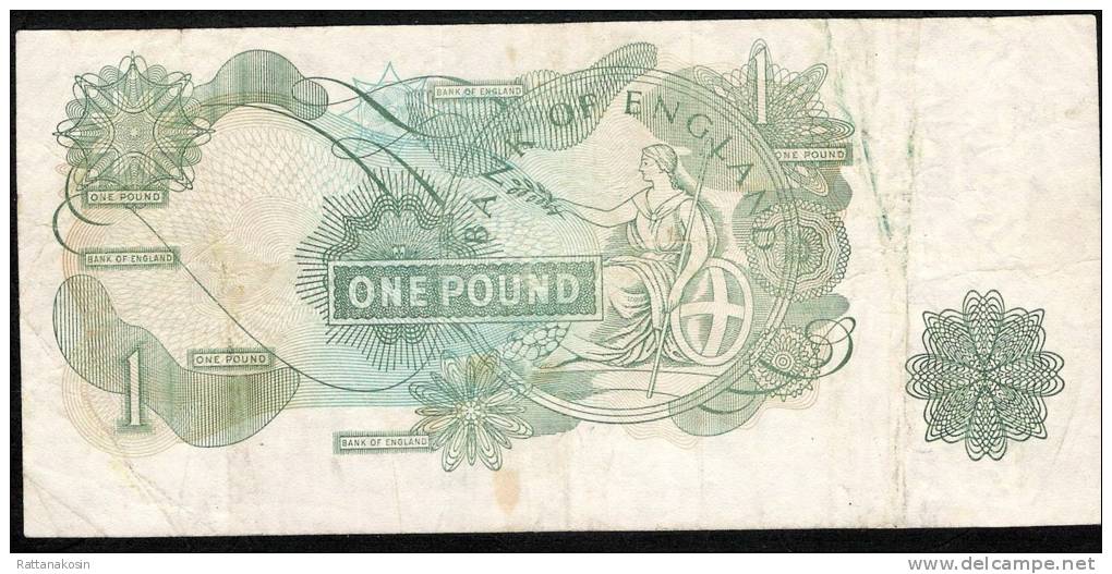 GREAT BRITAIN P374g  1  POUND  1970  DY03  PAGE  VF - 1 Pound