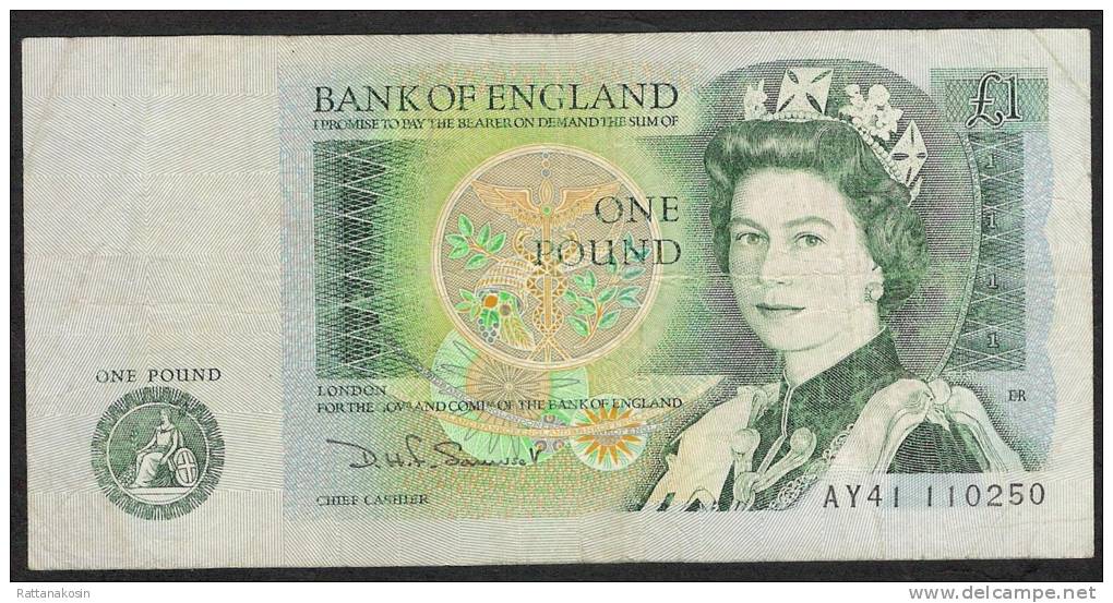 GREAT BRITAIN P377b  1  POUND  1982  AY41   SOMERSET    VF - 1 Pound