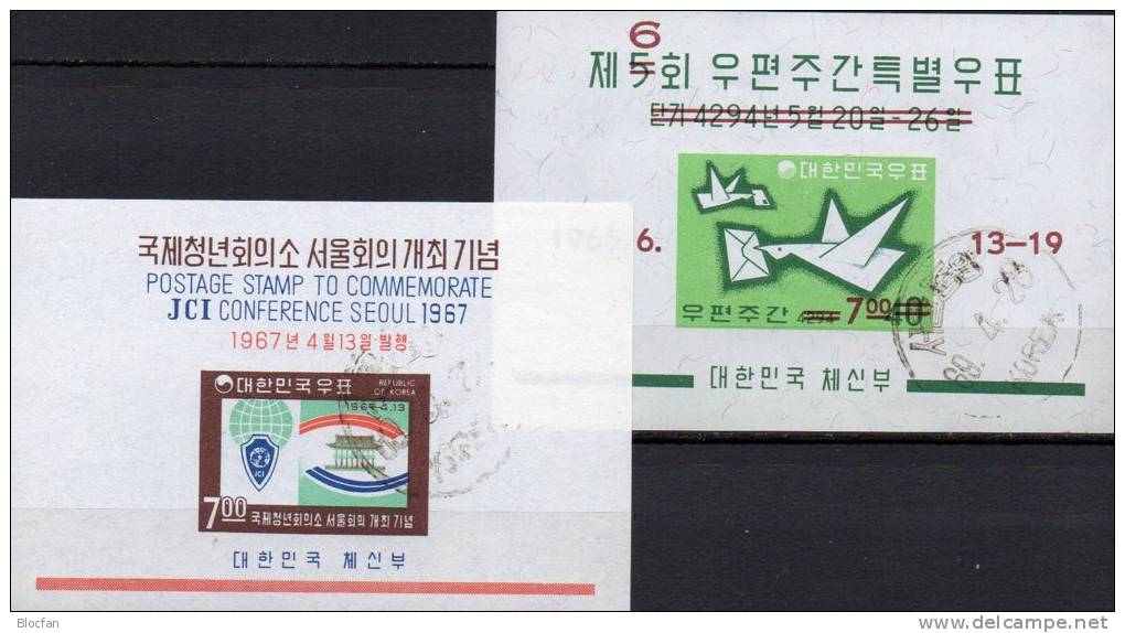 Handel-Abkommen JCI 1967 Korea Block 228+51 O 10€ Briefwoche Brieftaube M/s Letter Bloc Cooperation Sheet Bf South Corea - Korea, South