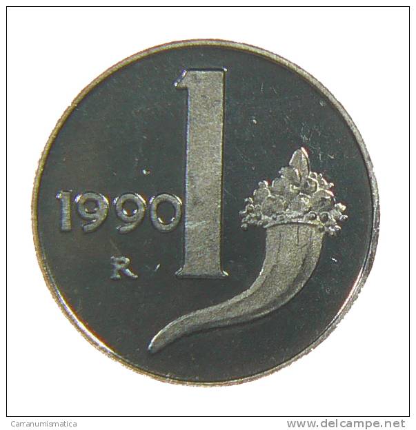 ITALIA - 1 LIRA FONDO SPECCHIO 1990 - 1 Lira