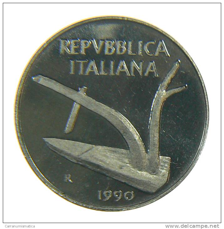 ITALIA - 10 LIRE FONDO SPECCHIO 1990 - 10 Liras