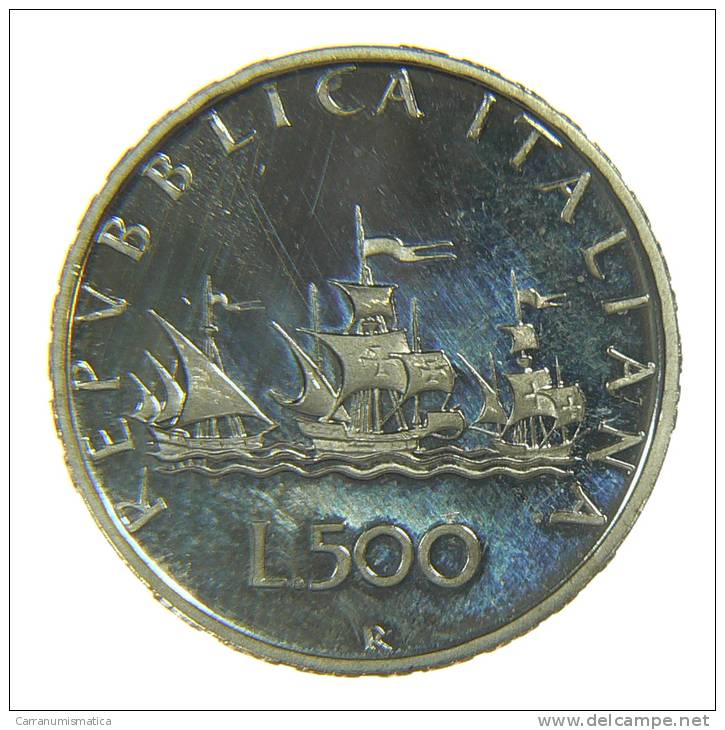 ITALIA - 500 LIRE ARGENTO CARABELLE FONDO SPECCHIO 1990 - 500 Lire