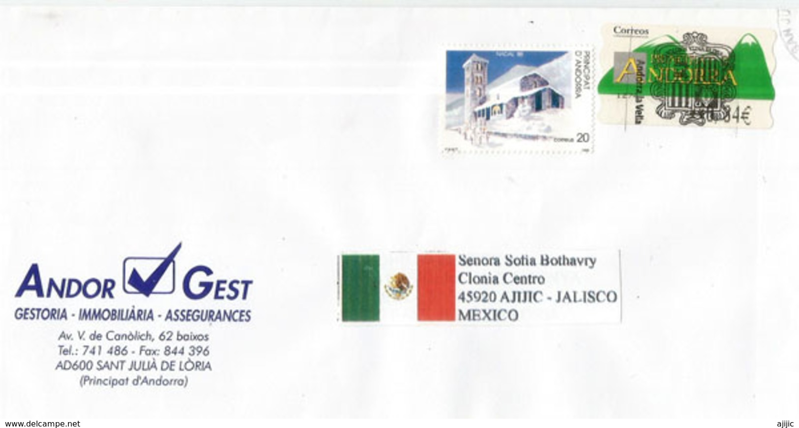 Lettre Commerciale  Poste Andorre, Adressée Au Mexique - Briefe U. Dokumente