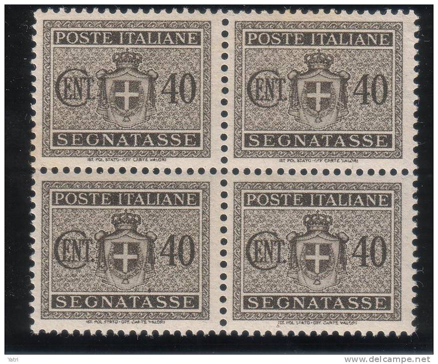 Luogotenenza - Segnatasse Sass. 86-96 in quartine ** MNH - Filigrana ruota