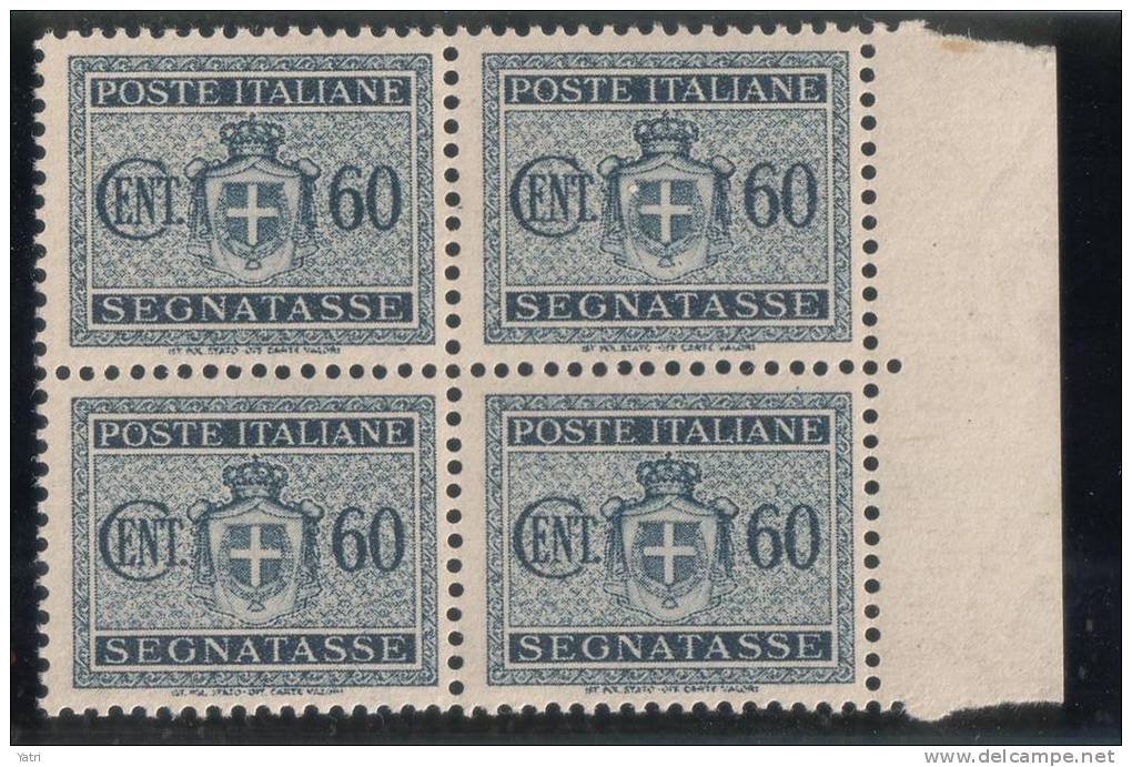 Luogotenenza - Segnatasse Sass. 86-96 in quartine ** MNH - Filigrana ruota