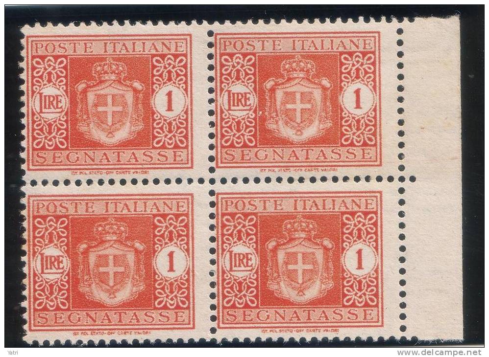 Luogotenenza - Segnatasse Sass. 86-96 in quartine ** MNH - Filigrana ruota