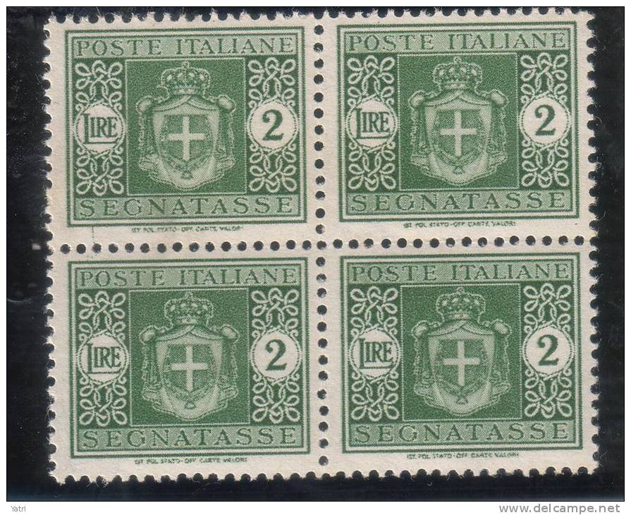 Luogotenenza - Segnatasse Sass. 86-96 in quartine ** MNH - Filigrana ruota