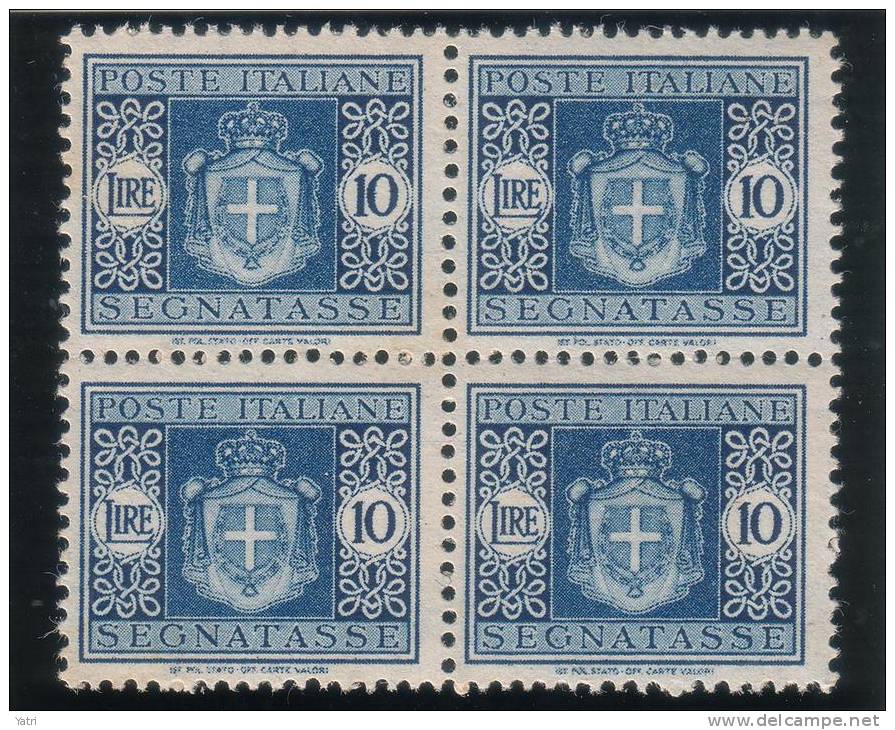 Luogotenenza - Segnatasse Sass. 86-96 in quartine ** MNH - Filigrana ruota