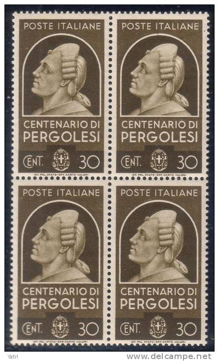 Regno d'Italia - Centenari di Uomini illustri (1937) Sass. 426-435 in quartine ** MNH