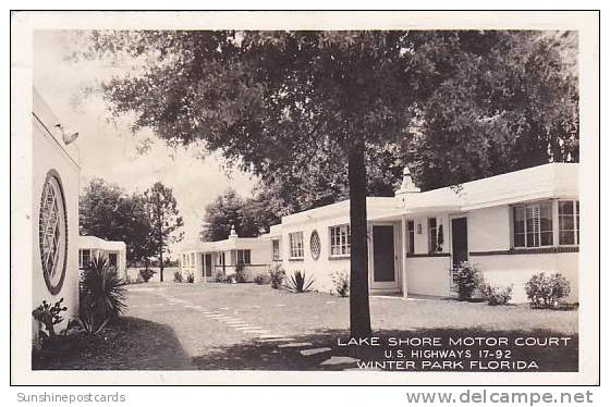 Florida Winter Park Lake Shore Motor Court 1944 Real Photo RPPC - Orlando