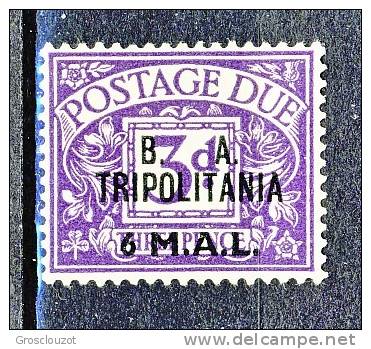 Tripolitania Occupazione Inglese 1950 Tasse GB Soprastampato  B.A. TRIPOLITANIA, N. 9  M 6 Su P 3 Violetto MNH Cat. € 45 - Tripolitaine