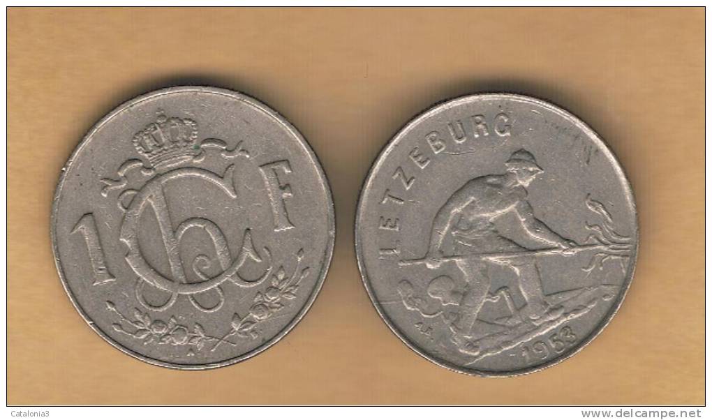 LUXEMBURGO -  1 Franc 1953  KM46.3 - Luxembourg