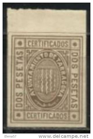 9237-SELLO LOCAL AÑO 1874 AYUNTAMIENTO TARRAGONA NUEVO,PARA  CERTIFICADOS .2 PESETAS.MUY RARO.SPAIN REVENUE,CLASSIC.STEM - Steuermarken