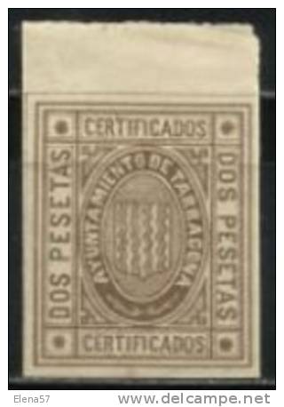 0414-SELLO LOCAL AÑO 1874 AYUNTAMIENTO TARRAGONA NUEVO,PARA  CERTIFICADOS .2 PESETAS.MUY RARO.SPAIN REVENUE,CLASSIC.STEM - Revenue Stamps